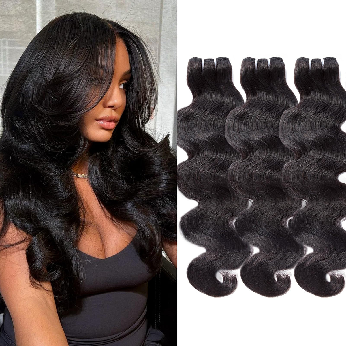 WEQUEEN Body Wave Human Hair Bundles 18 inch front view