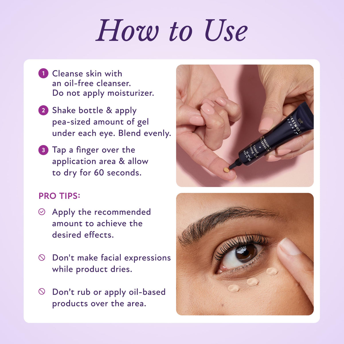 Westmore Beauty 60 Second Effects Tinted Firming Gel in use on model