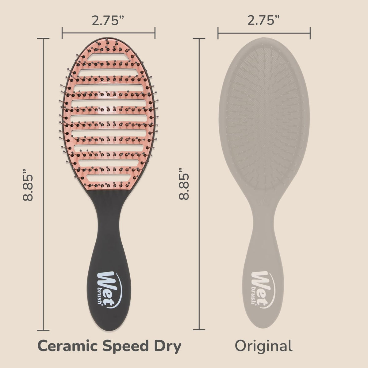 Wet Brush Ceramic Speed Dry Detangler close-up of ceramic plate