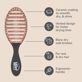 Wet Brush Ceramic Speed Dry Detangler with hair styling products