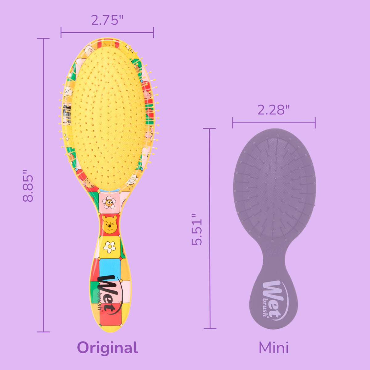 Wet Brush Disney Winnie The Pooh Detangler Hair Brush on a wooden surface