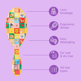 Wet Brush Disney Winnie The Pooh Detangler Hair Brush showing flexible bristles