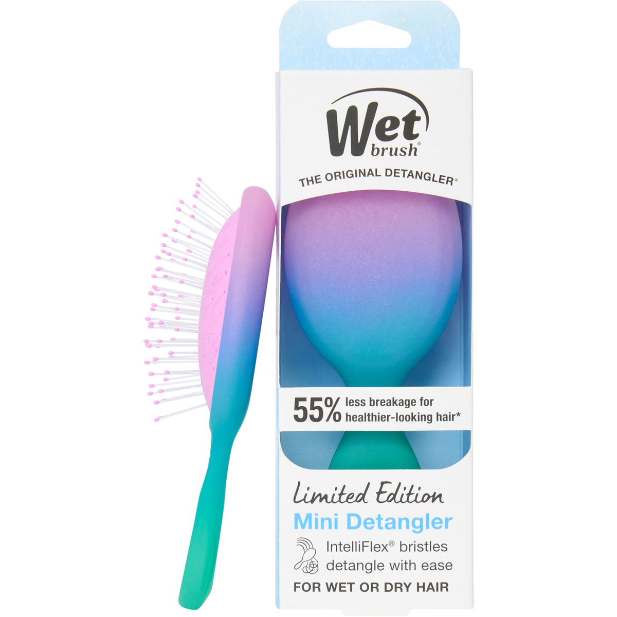 Wet Brush Mini Detangler Hair Brush Electric Sky Purple front view