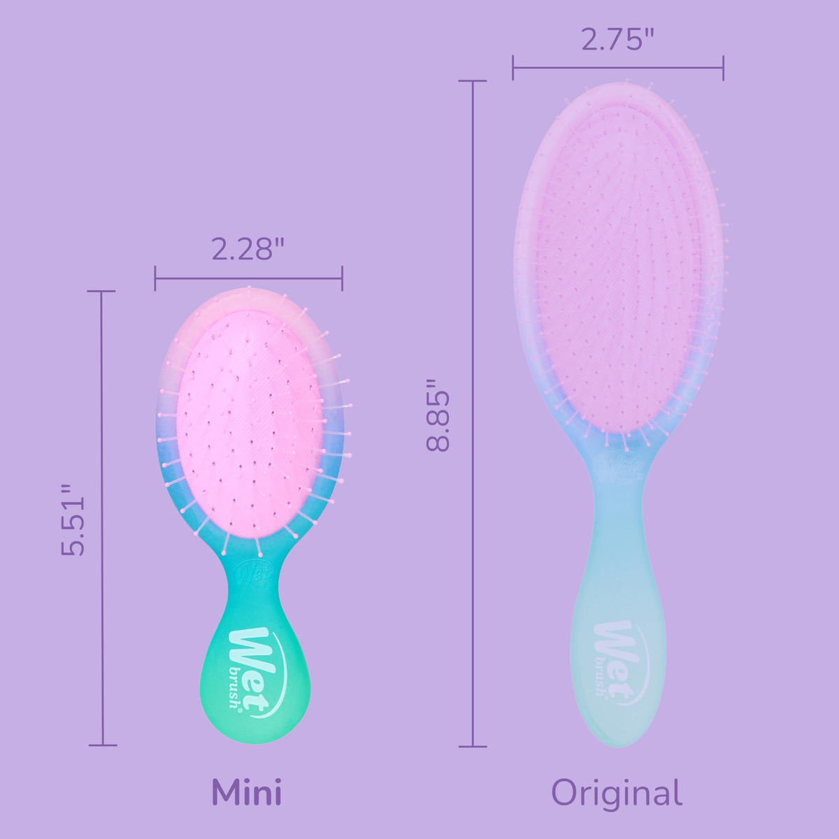 Wet Brush Mini Detangler Hair Brush Electric Sky Purple packaging