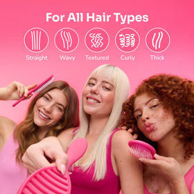 Wet Brush Mini Detangler Hair Brush in pink, back view
