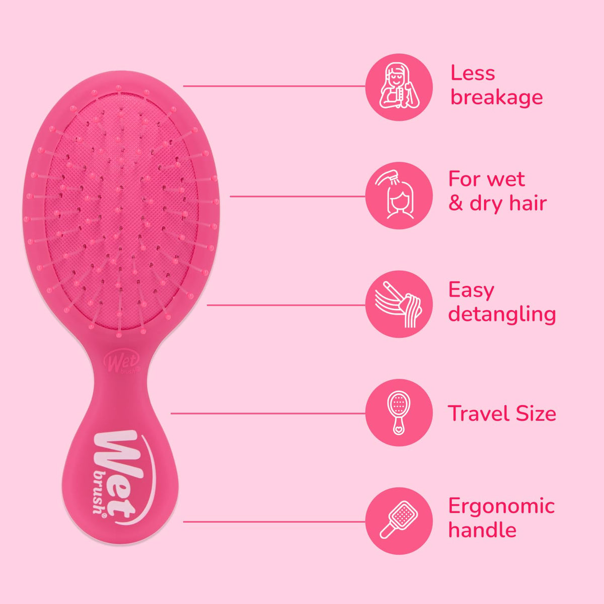 Wet Brush Mini Detangler Hair Brush side view
