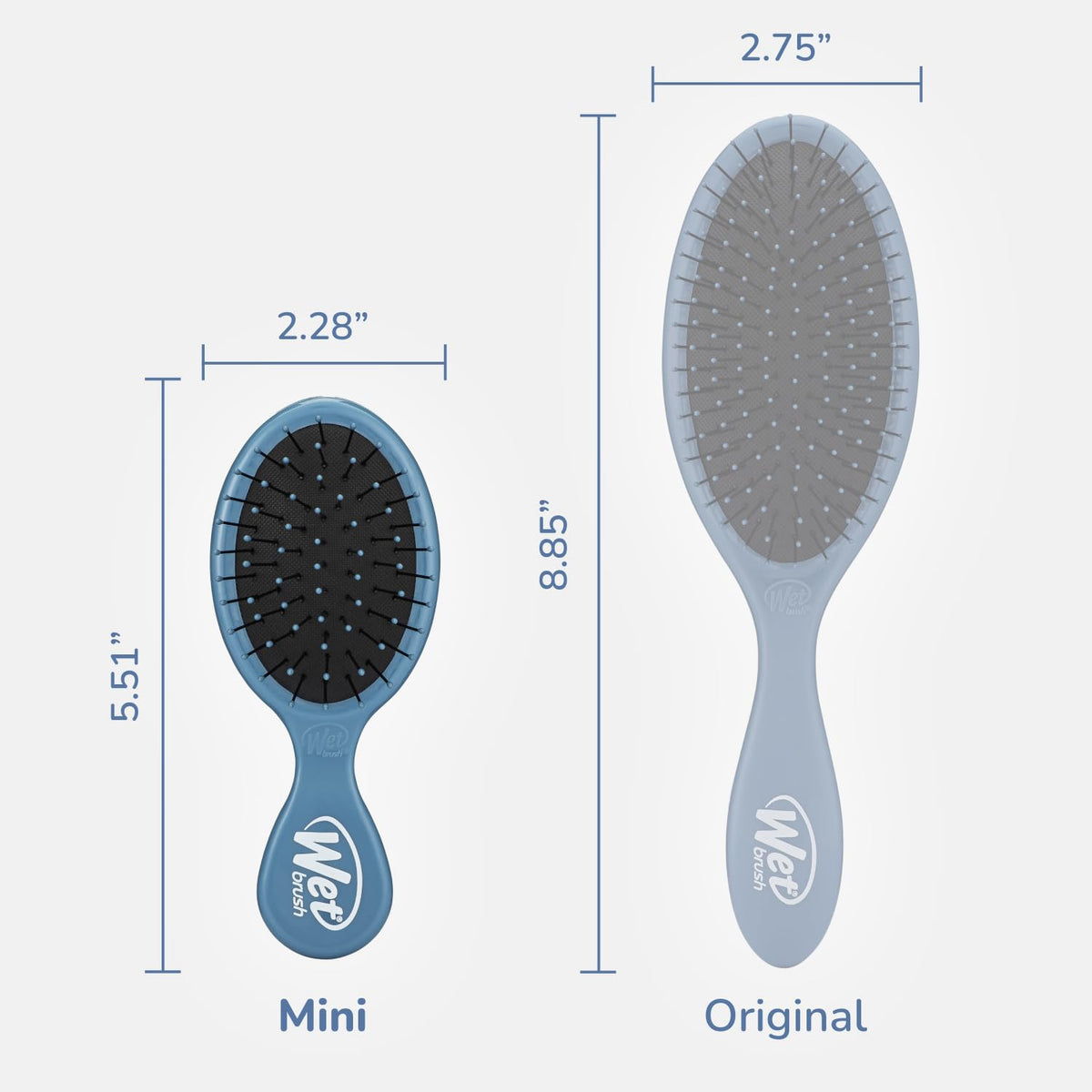 Wet Brush Mini Detangler in use on dry hair