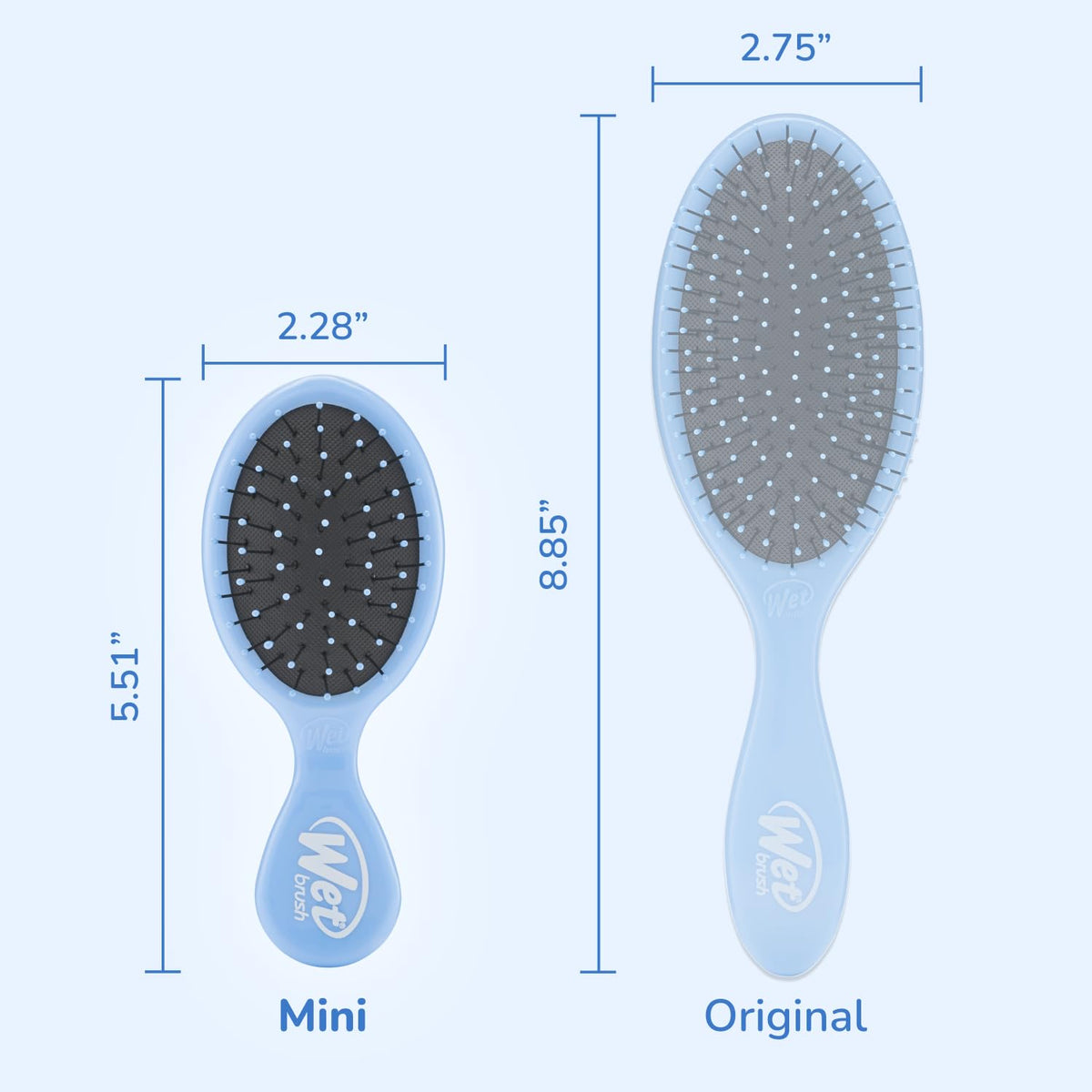 Wet Brush Mini Detangler in use on wet hair