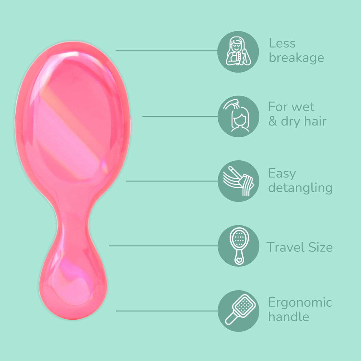 Wet Brush Mini Detangler side view with packaging