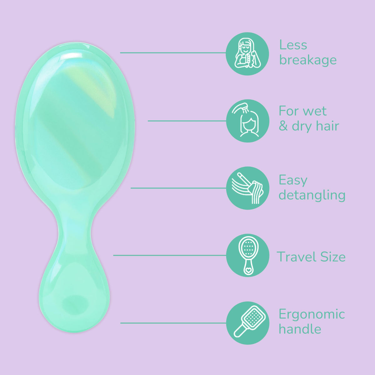 Wet Brush Mini Detangler side view with packaging