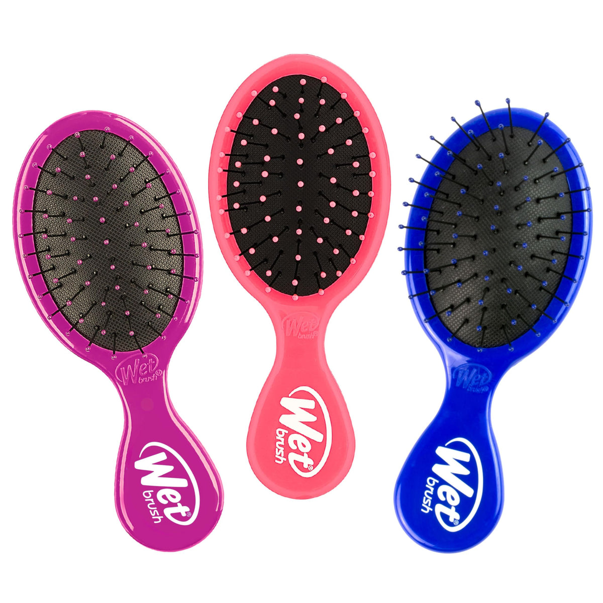 Wet Brush Mini Detangling Brush Set in pink, purple, and blue