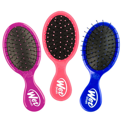 Wet Brush Mini Detangling Brush Set in pink, purple, and blue
