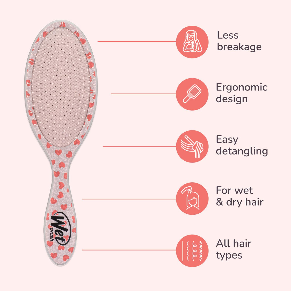 Wet Brush Original Detangler Hair Brush Mickey & Minnie side view