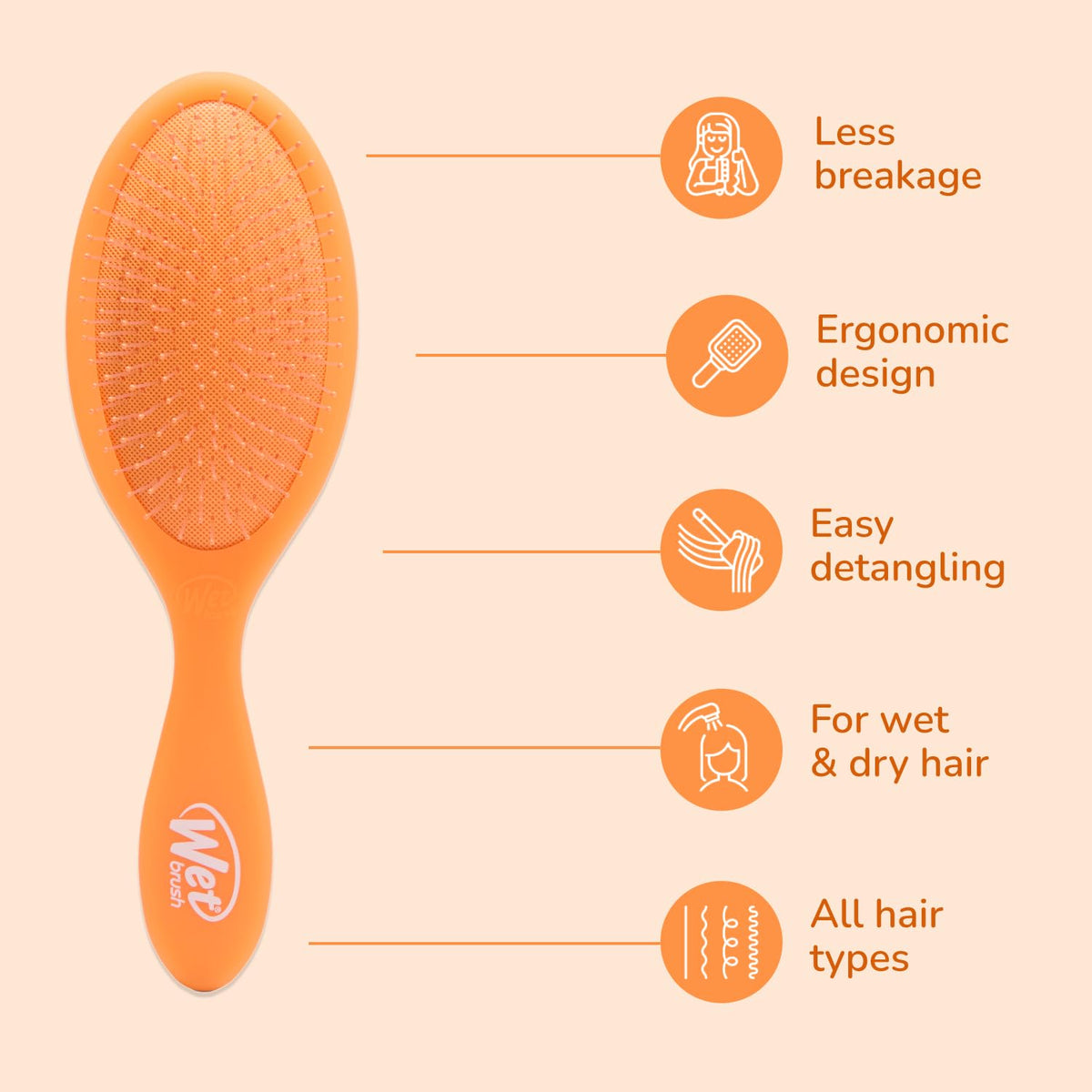 Wet Brush Original Detangler Orange Crush side view