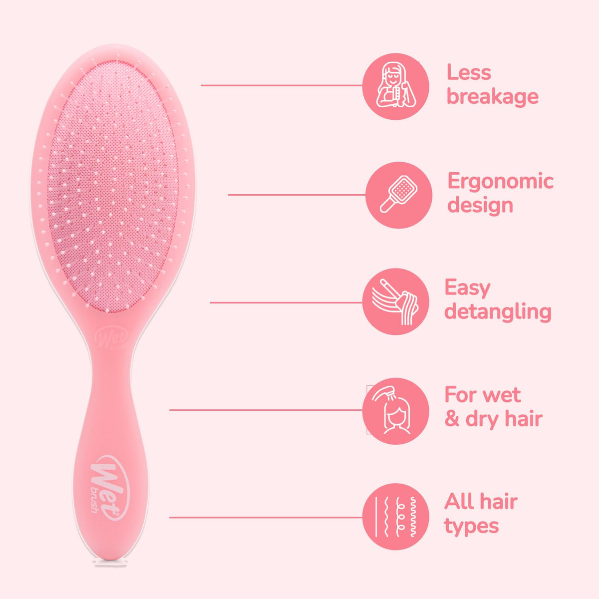 Wet Brush Original Detangler Pink Drink side view