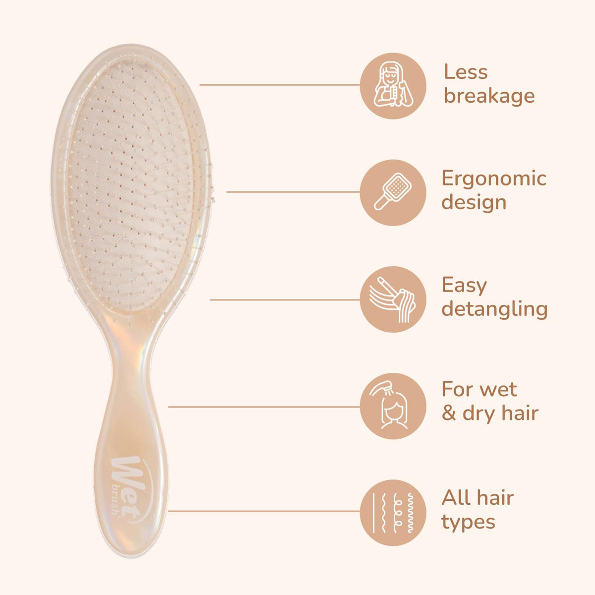 Wet Brush Original Detangler side view showing flexible bristles