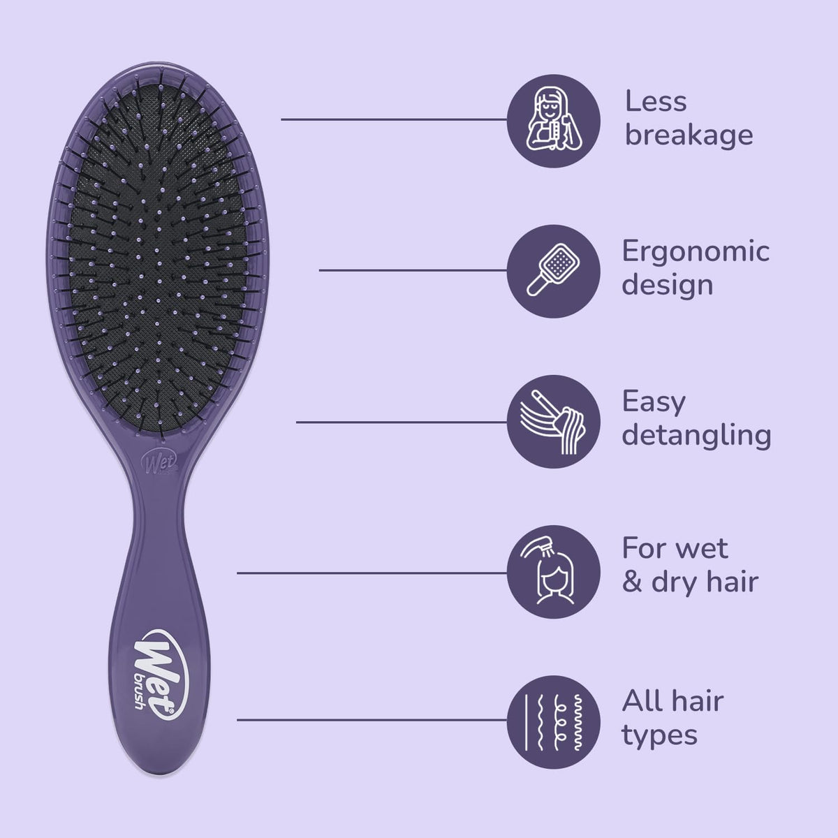 Wet Brush Original Detangler side view with ergonomic handle