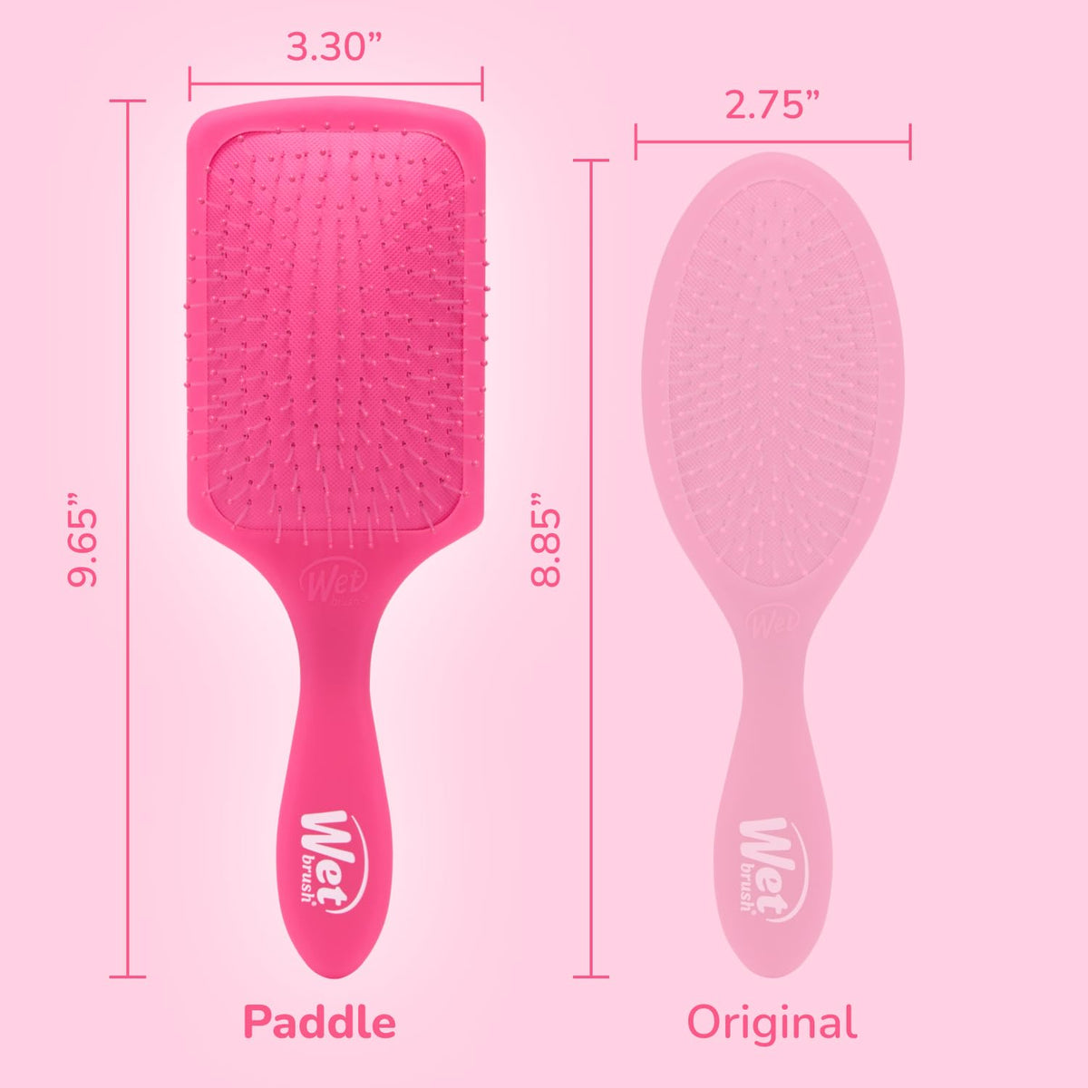 Wet Brush Paddle Detangler demonstrating use on wet hair