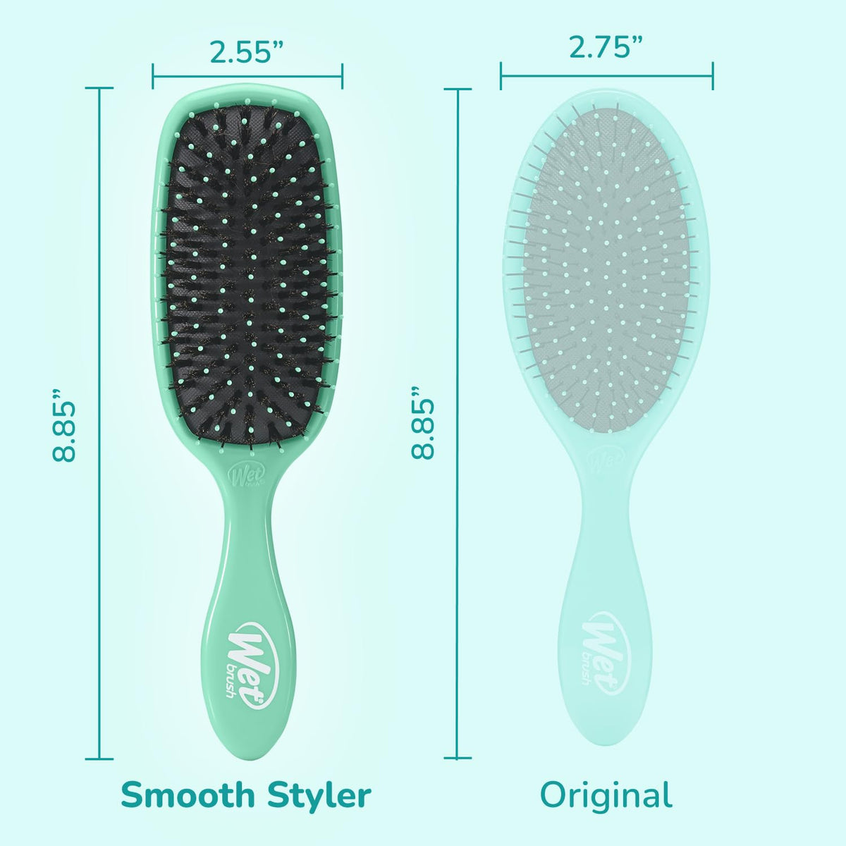 Wet Brush Shine support Aqua in lifestyle setting on a vanity