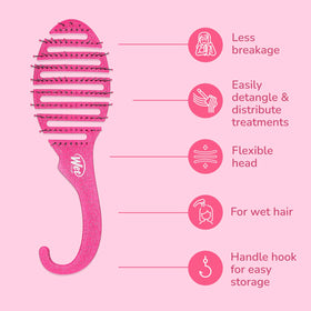 Wet Brush Shower Detangler with shower hook handle