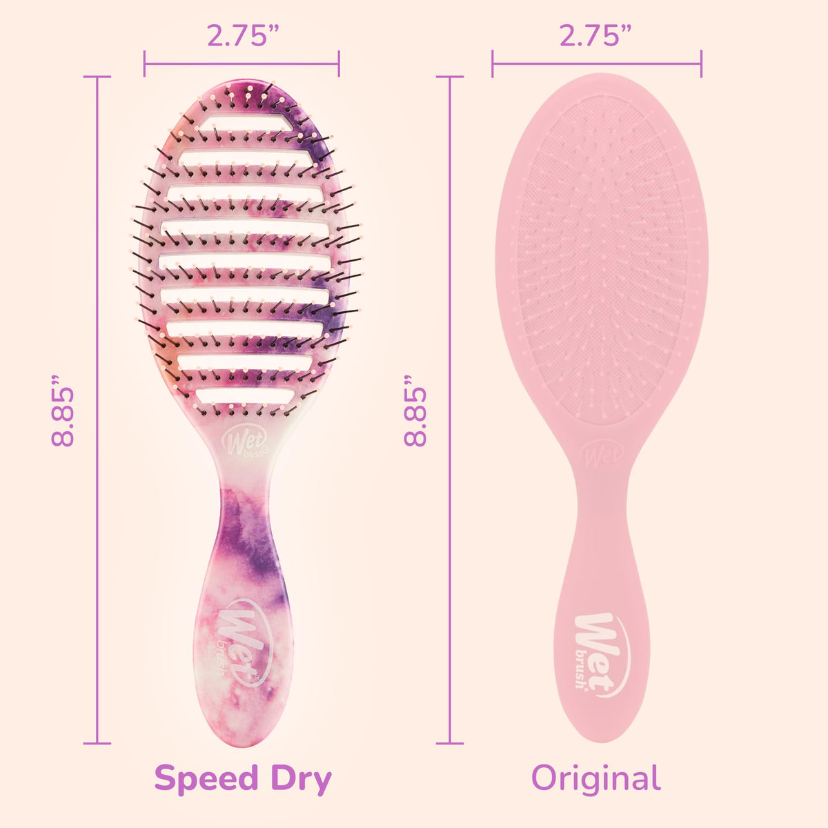 Wet Brush Speed Dry Hair Brush in lifestyle setting with hair dryer