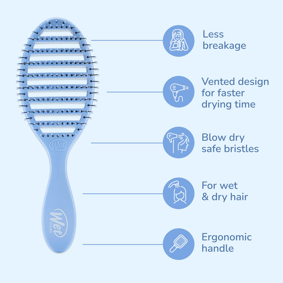 Wet Brush Speed Dry Hair Brush Sky Blue side view