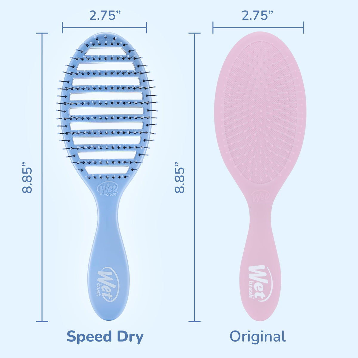 Wet Brush Speed Dry Hair Brush Sky Blue with bristles close-up