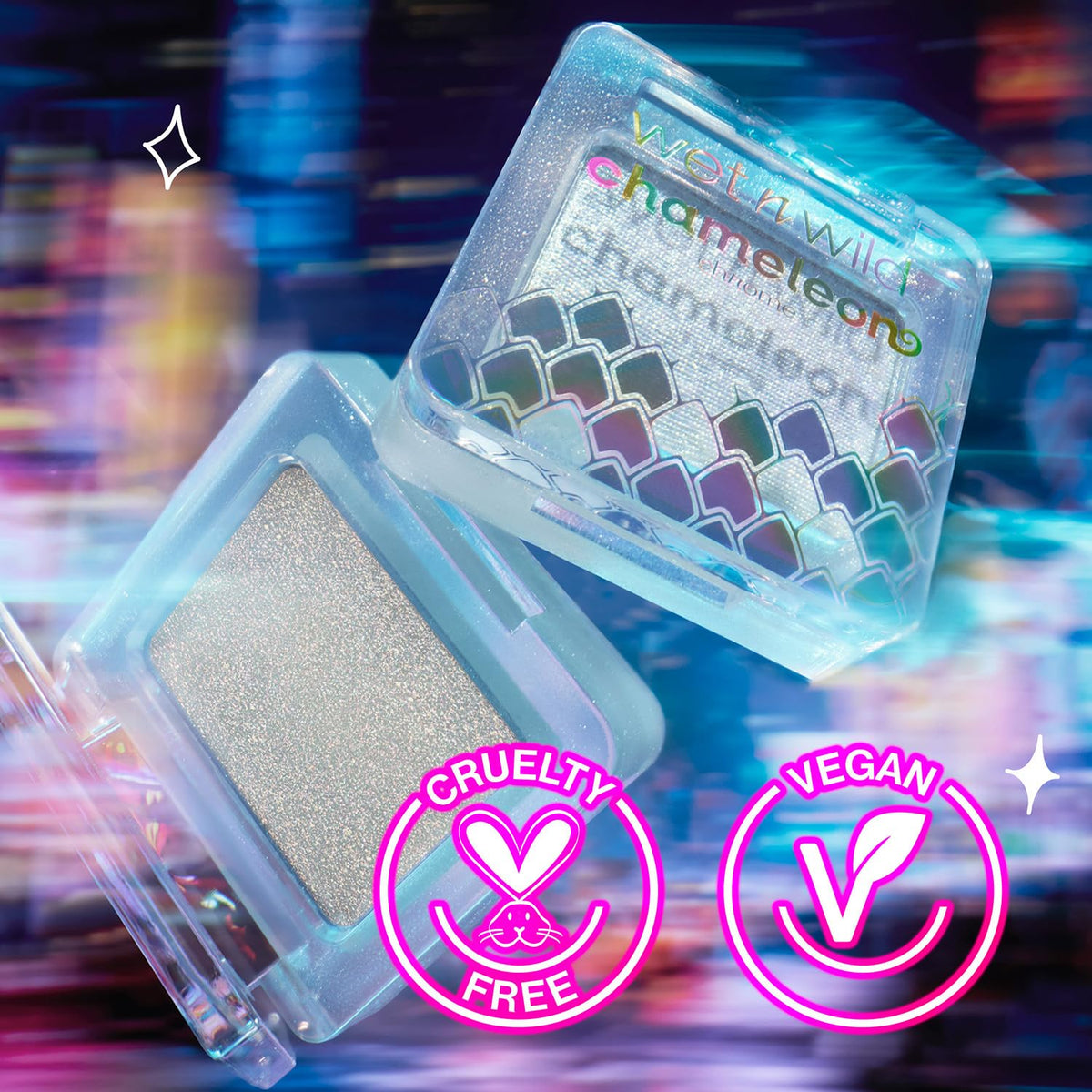 wet n wild Chameleon Chrome Eyeshadow Lunar Voltage with brushes