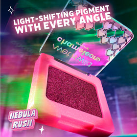 wet n wild Chameleon Chrome Eyeshadow Nebula Rush in makeup setup