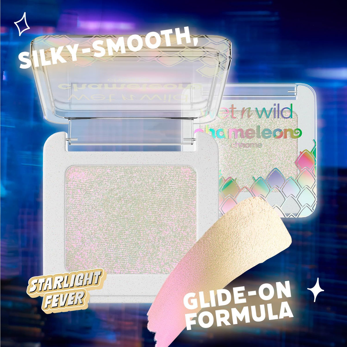 wet n wild Chameleon Chrome Eyeshadow Starlight Fever applied on eyelids