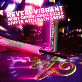 wet n wild Chameleon Chrome Liquid Eyeliner applied on model's eyes