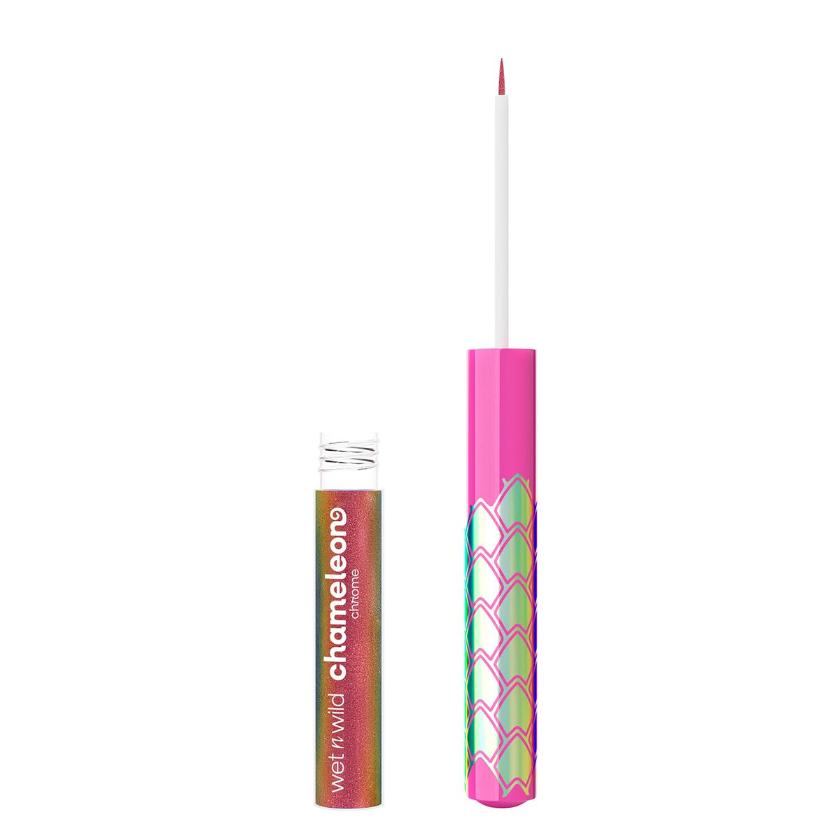 wet n wild Chameleon Chrome Liquid Eyeliner in use during makeup application