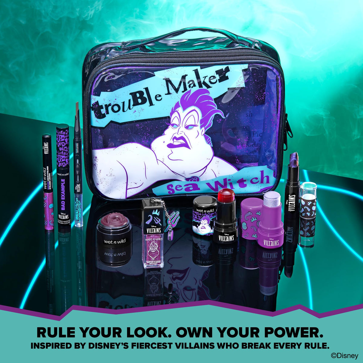 wet n wild Disney Villains palette packaging with character designs