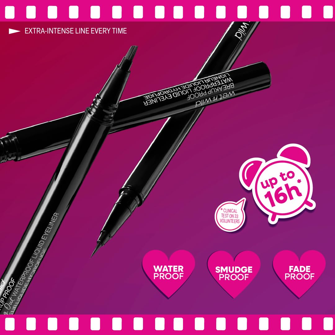 wet n wild Mega Last Breakup Proof Liquid Eyeliner black ultra-fine brush tip