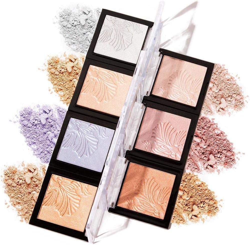 wet n wild MegaGlo Highlighting Powder Warm Gold with makeup brushes
