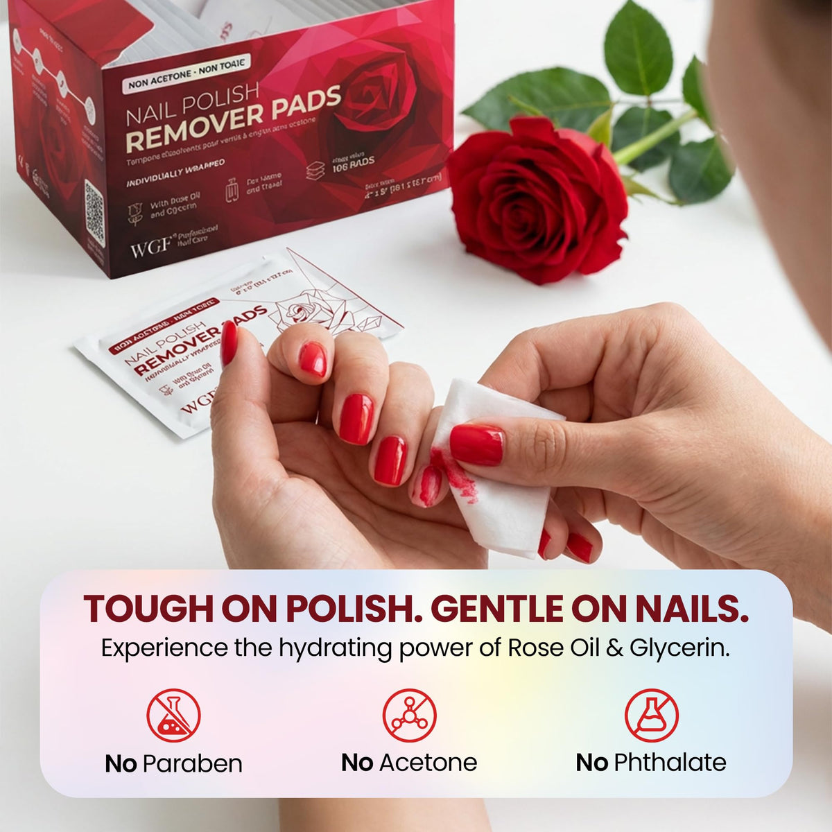 WGF Nail Polish Remover Pads in a travel bag
