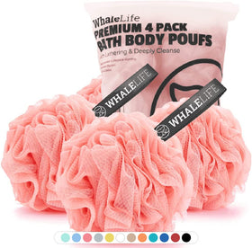 WhaleLife Bath Loofah Sponge 4-Pack in pink colour