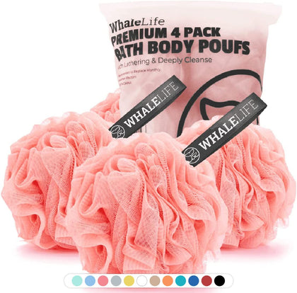 WhaleLife Bath Loofah Sponge 4-Pack in pink colour
