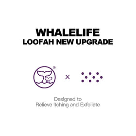 WhaleLife Loofah Sponge on a bathroom shelf