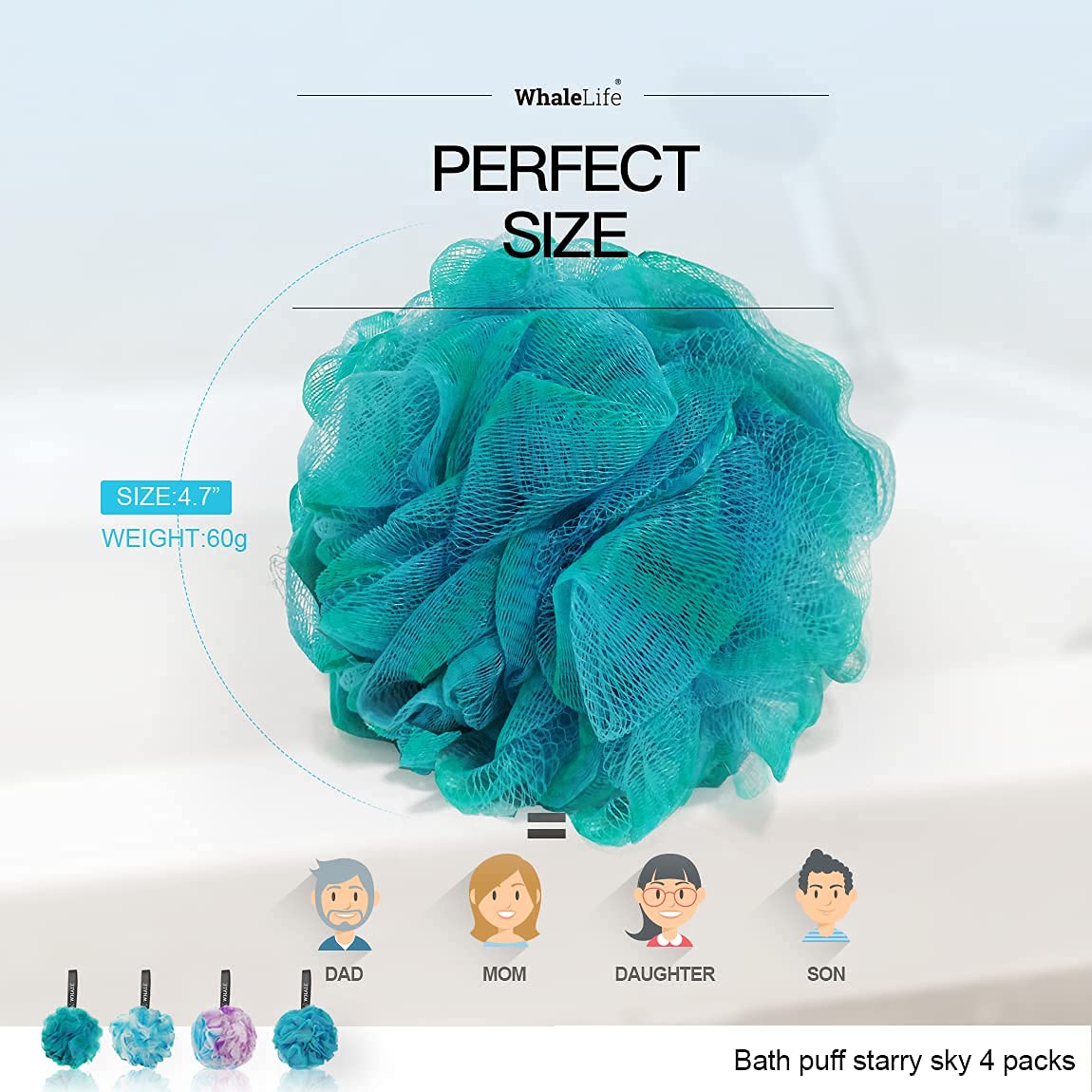 WhaleLife Loofah Sponge packaging display