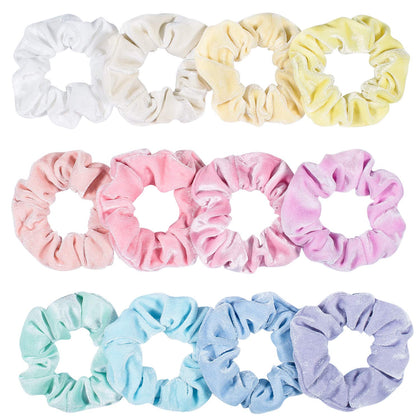 Whaline pastel velvet hair scrunchies pack front view