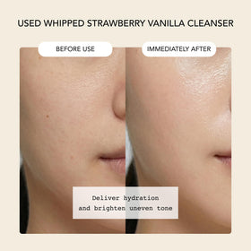 Whipped Korean Face Wash being applied to wet skin