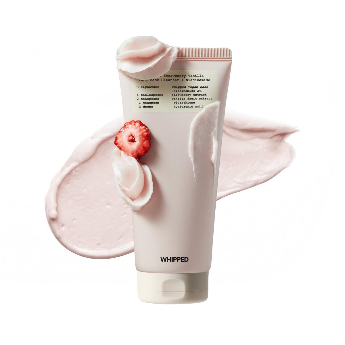 Whipped Semo Company Whipped Korean Face Wash front view with strawberry vanilla packaging