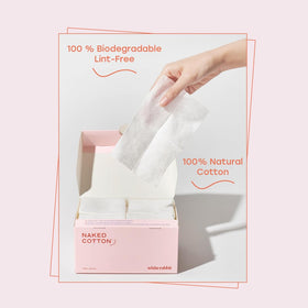 White Rabbit Naked Cotton Classic Cotton Pads in use with toner