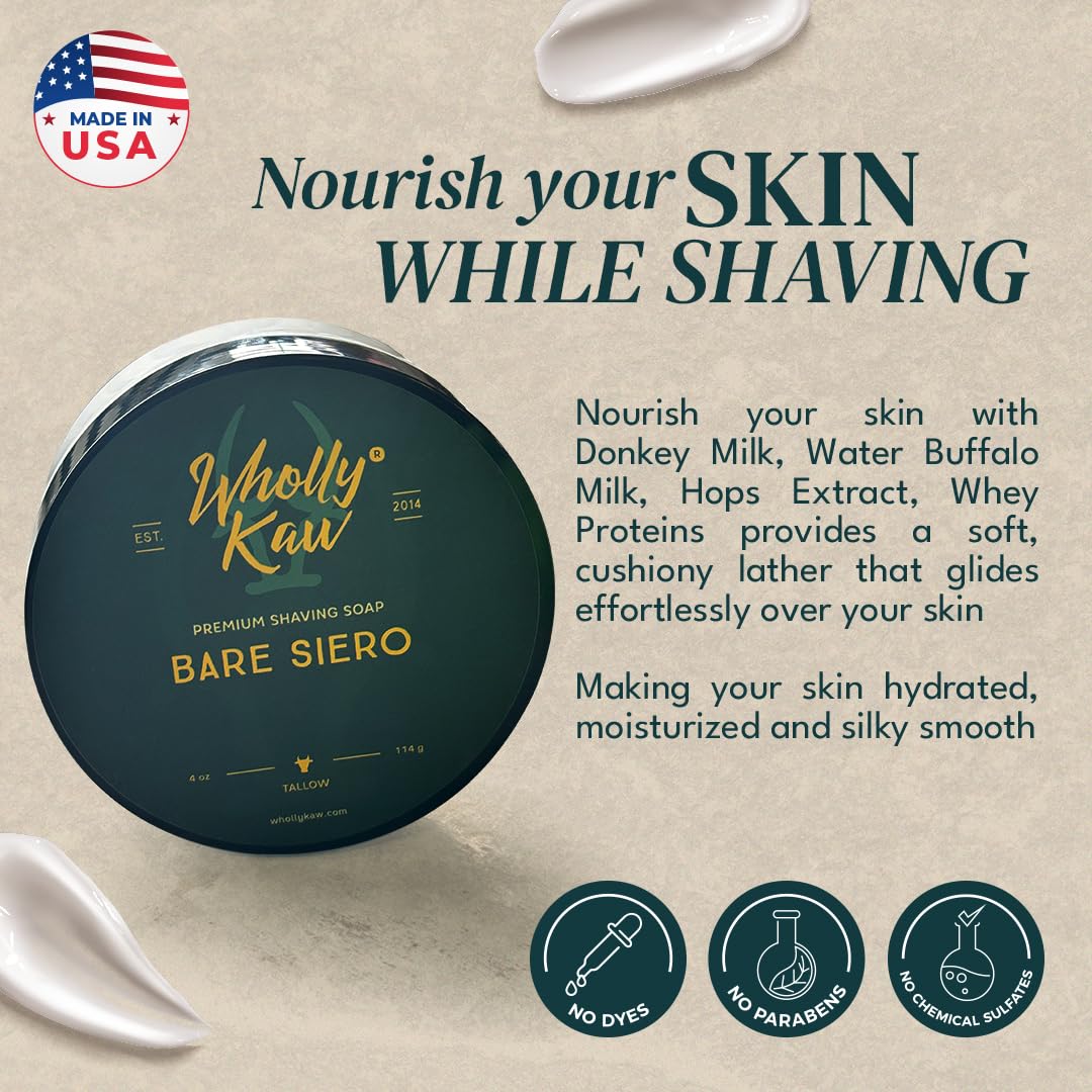 Wholly Kaw Unscented Shaving Soap in bathroom setting