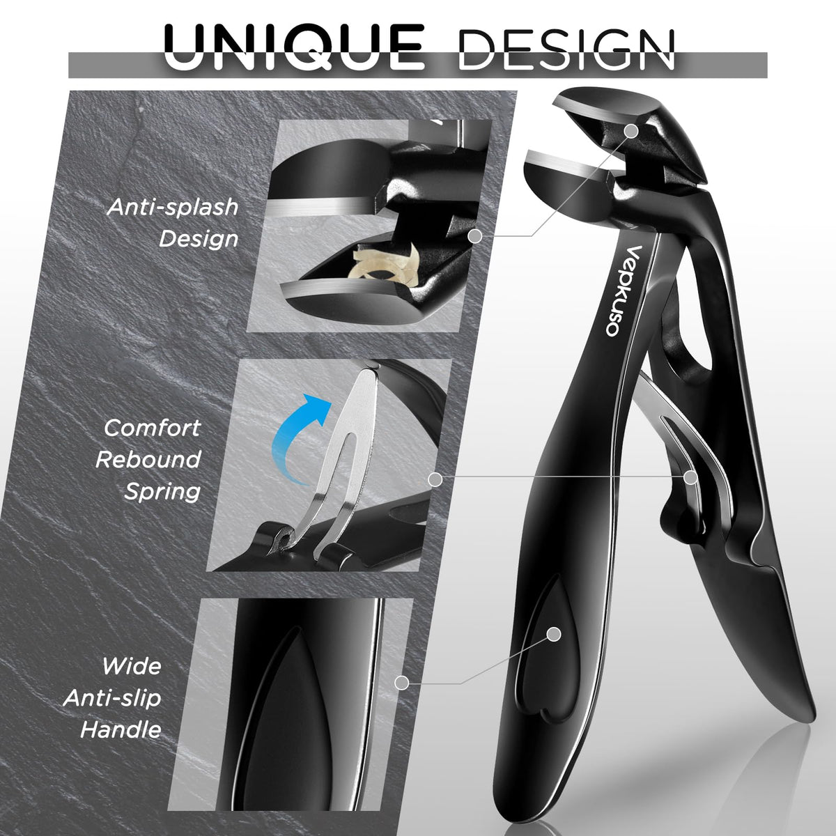 Wide jaw design of Vepkuso toenail clipper