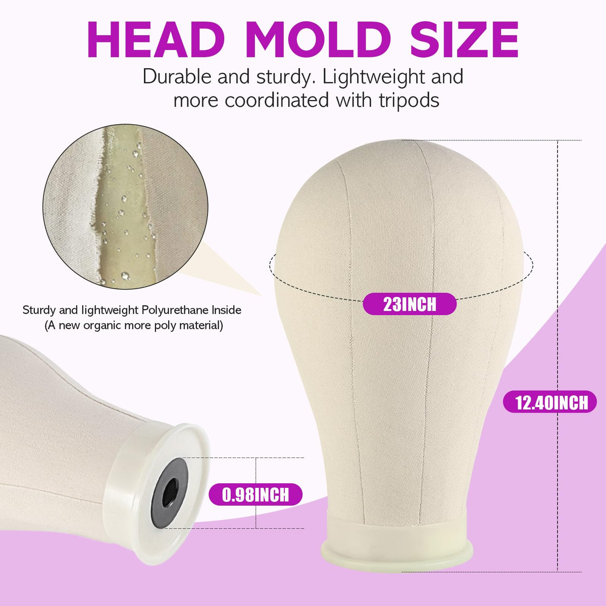Wig mannequin head made of canvas with tripod stand