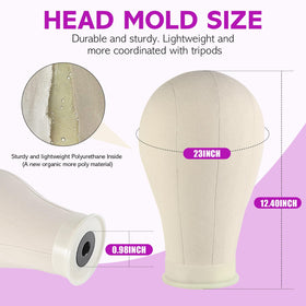 Wig mannequin head made of canvas with tripod stand