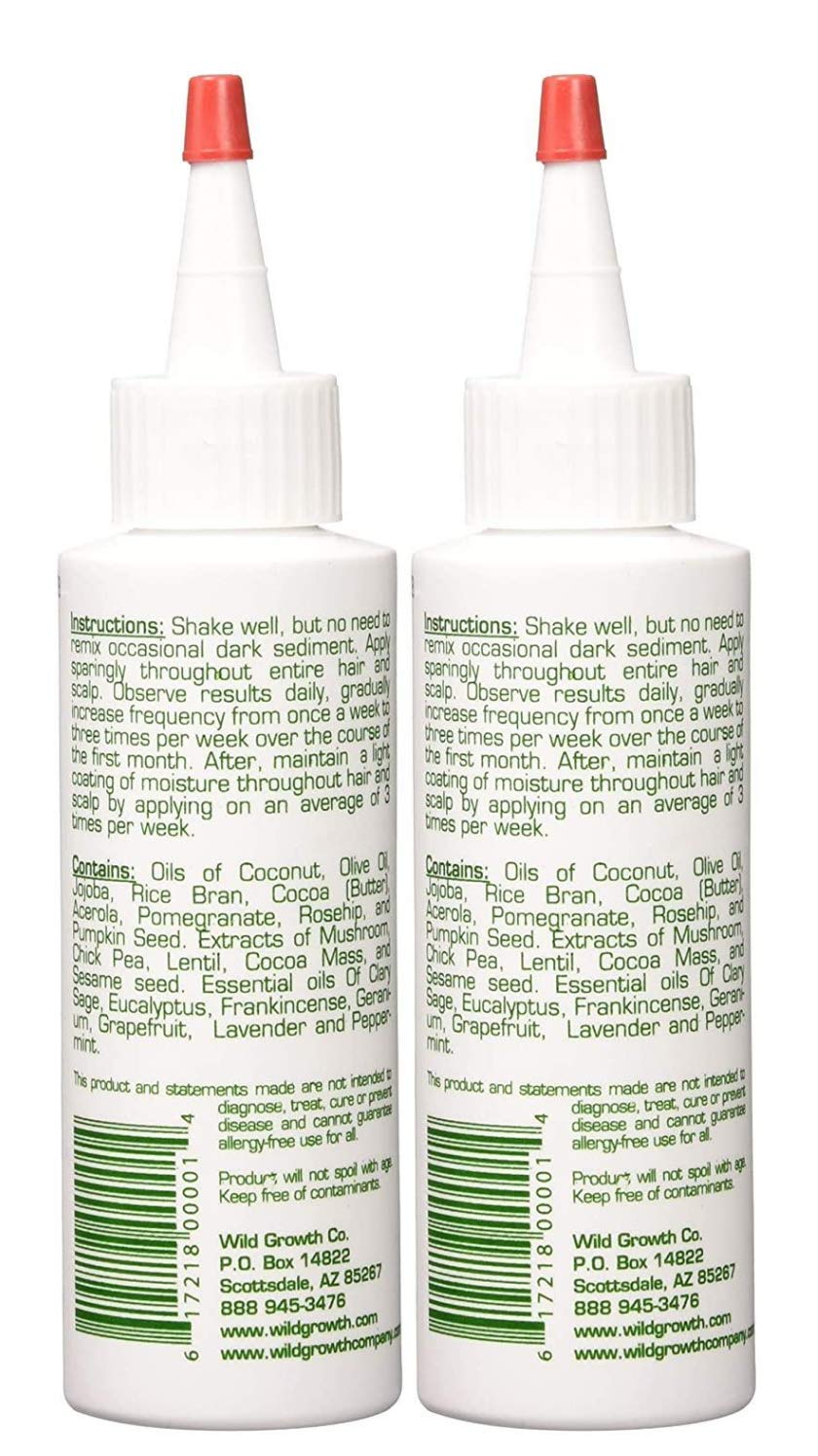 Wild Growth Hair Oil 4oz back view showing ingredients
