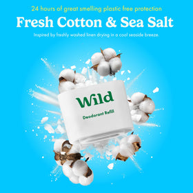 Wild Natural Deodorant refill being applied underarm